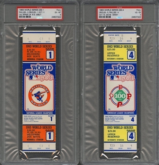 1983 World Series Full Game Tickets PSA Graded Lot of 2 - Ripkens World Series Debut